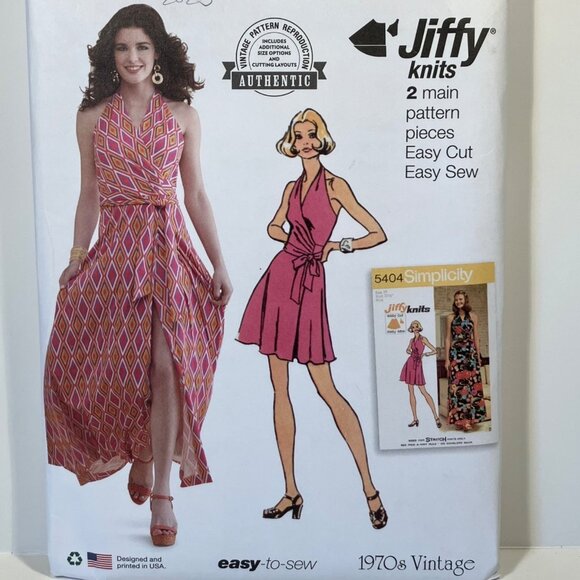 Simplicity S9793 1970s Vintage Reprint Halter Wrap Dress Sewing Pattern Sz 8-16 - Picture 1 of 7